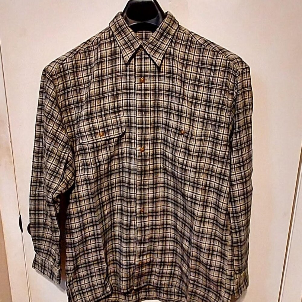 JJ Farmer Mens Plaid Light Weight Fannel Shirt Sz M Long Sleeves Cotton Westen